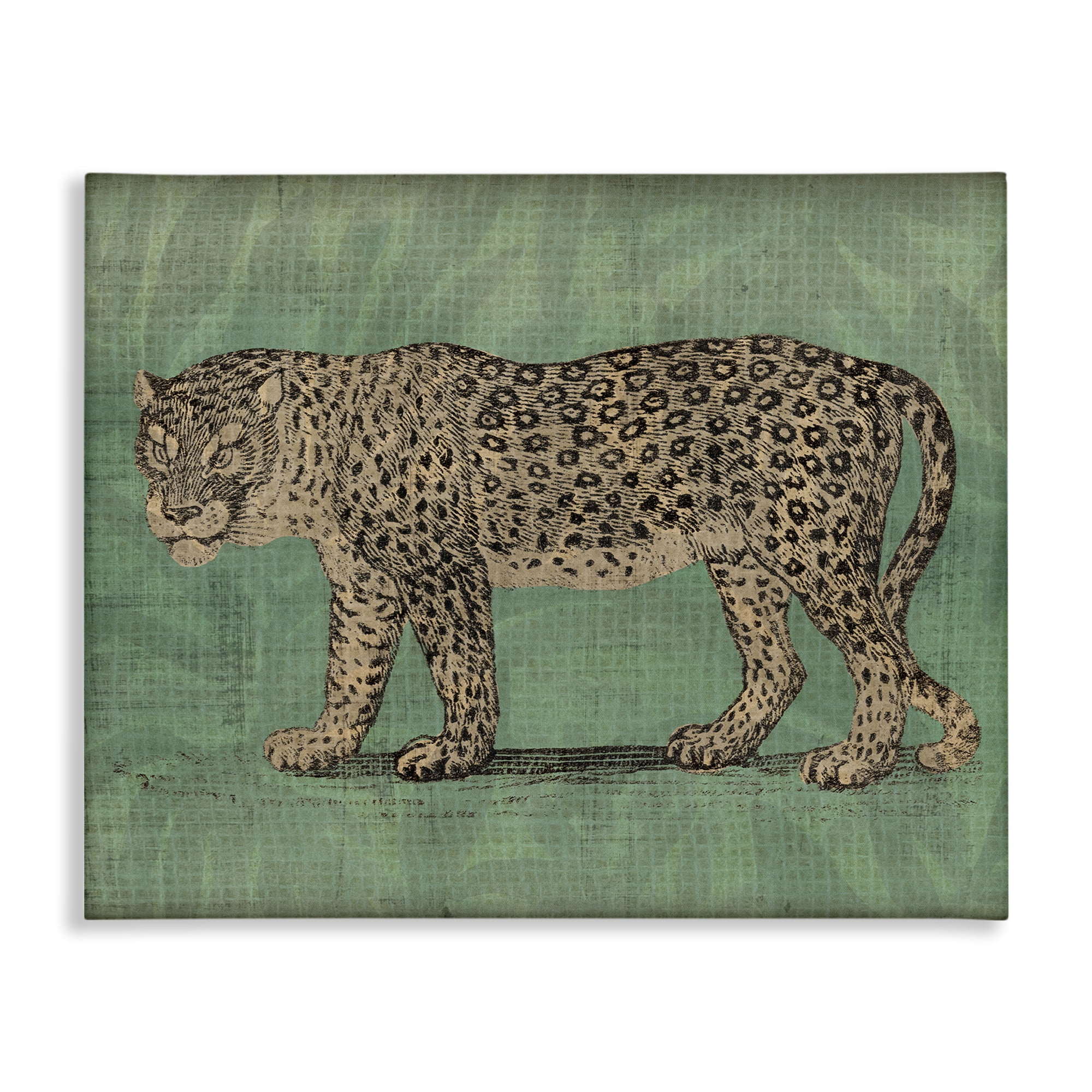 Stupell Industries Fierce Leopard on Green Animals & Insects Painting Gallery Wrapped Canvas Art Print Wall Art, 40 x 30