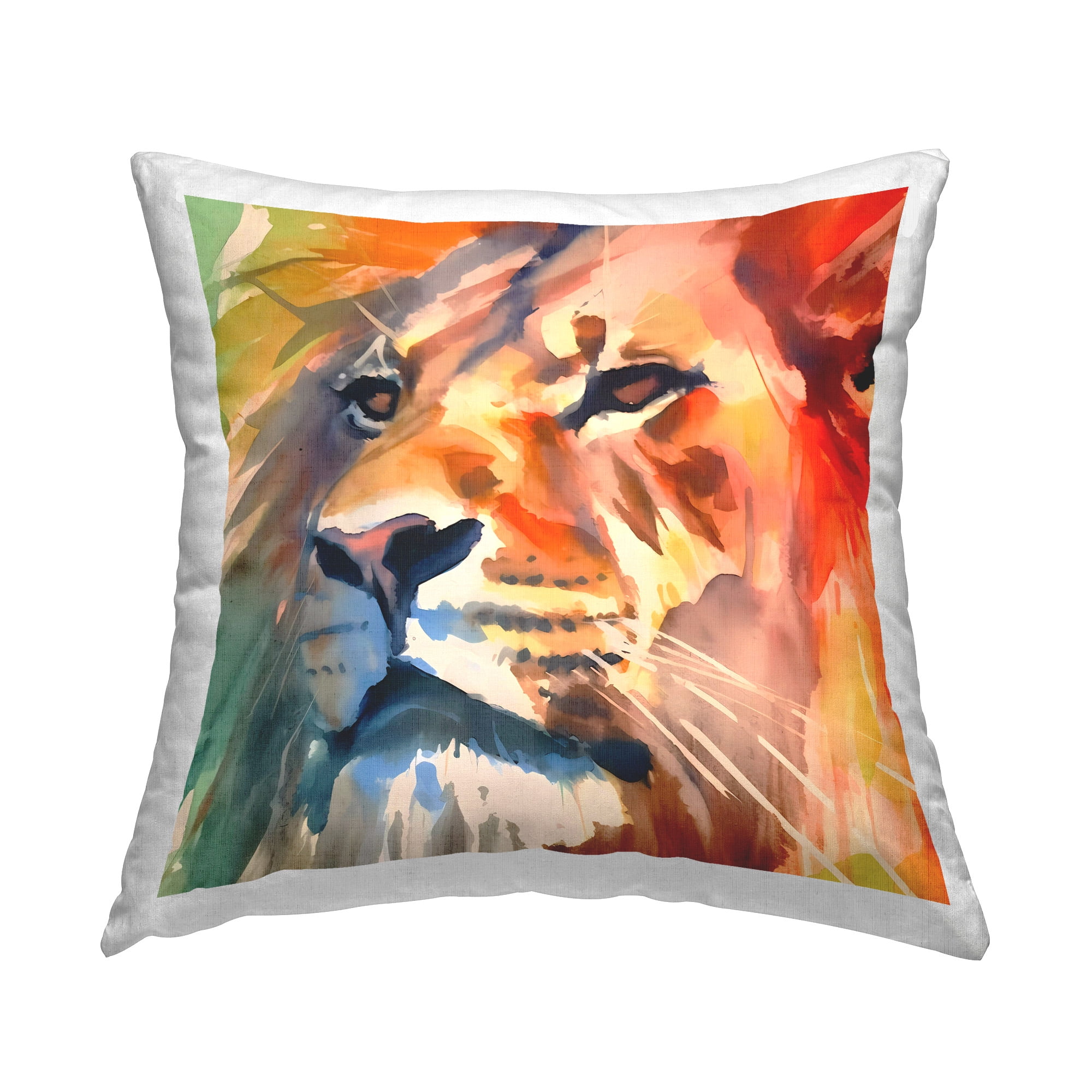 Stupell Industries Fierce Lion Face Decorative Printed Throw Pillow Design by Walker Noble