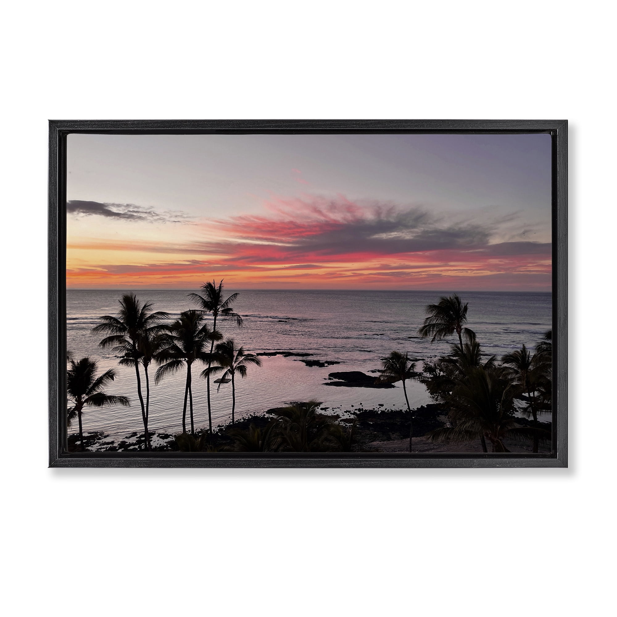 Stupell Industries Fierce Sunset View Landscape Photography Black Floater Framed Canvas Art Print Wall Art, 31 x 21