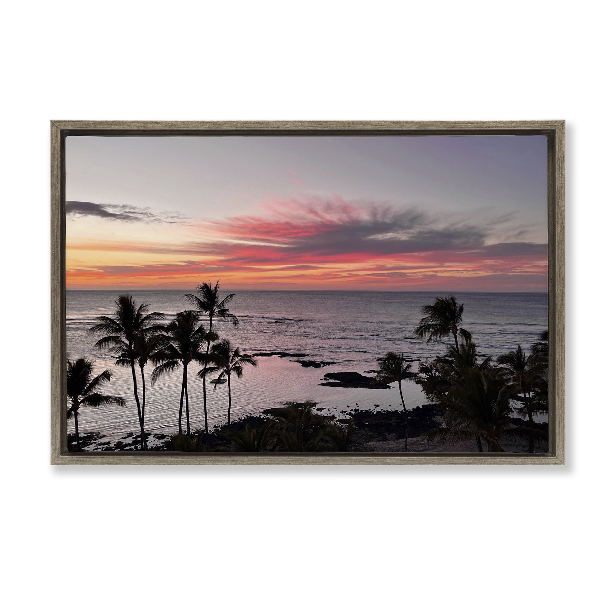 Stupell Industries Fierce Sunset View Landscape Photography Brown Floater Framed Canvas Art Print Wall Art, 25 x 17