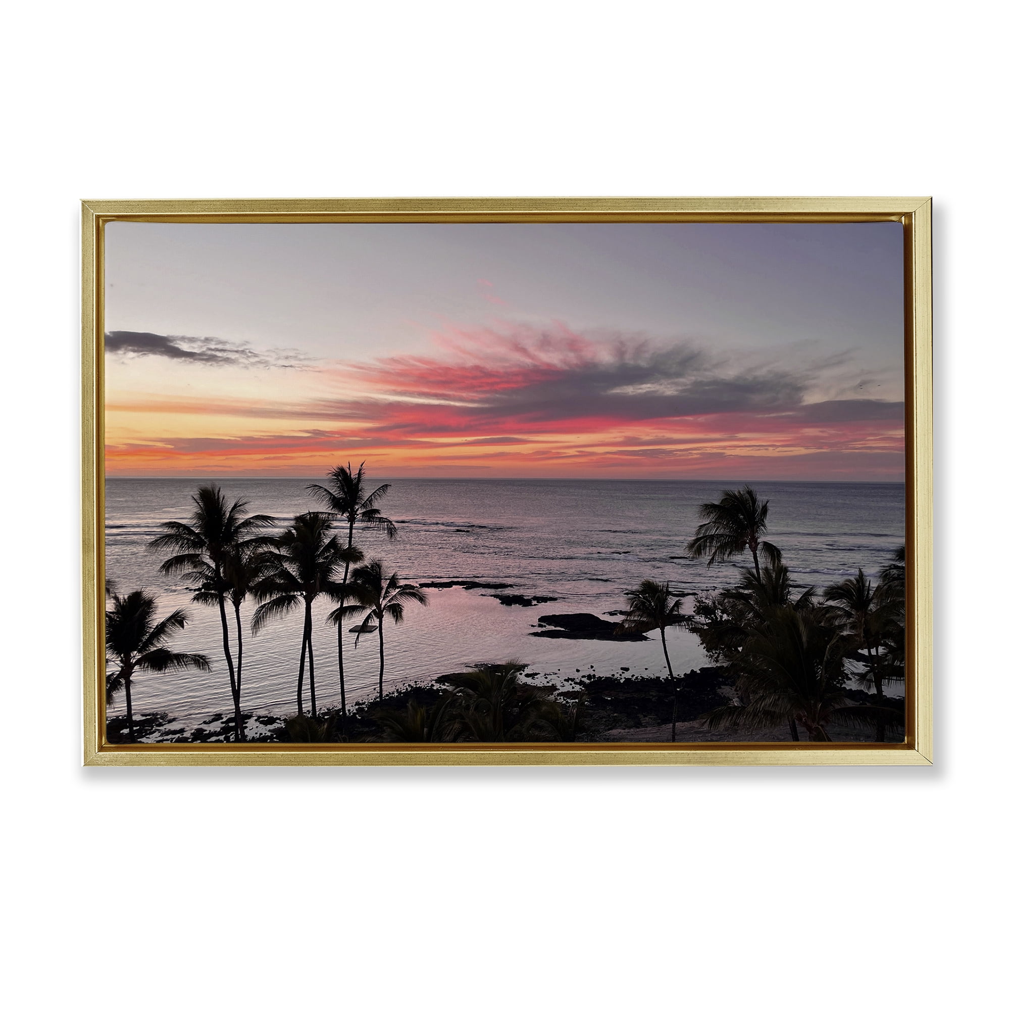 Stupell Industries Fierce Sunset View Landscape Photography Gold Floater Framed Canvas Art Print Wall Art, 25 x 17