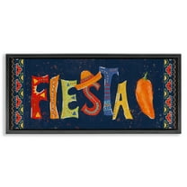 Stupell Industries Fiesta con Pimiento Colorido Food & Beverage Painting Black Floater Framed Art Print Wall Art, 25 x 11