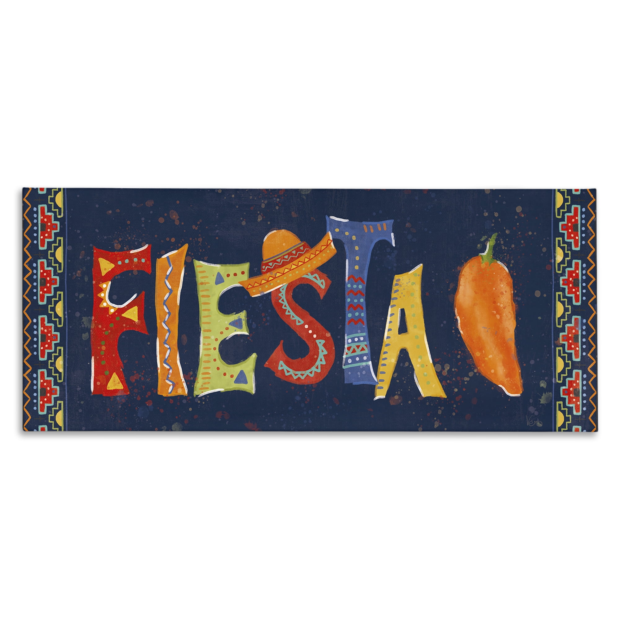Stupell Industries Fiesta con Pimiento Colorido Food & Beverage Painting Wrapped Canvas Art Print Wall Art, 30 x 13