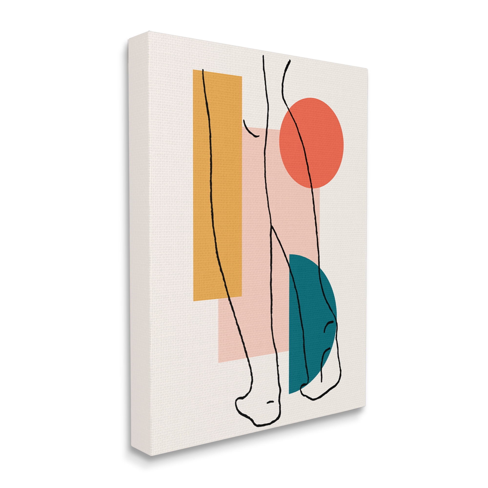 Stupell Industries Figure Line Drawing Bold Geometric Pop Shapes Novelty Painting Gallery Wrapped Canvas Art Print Wall Art, 30 x 40