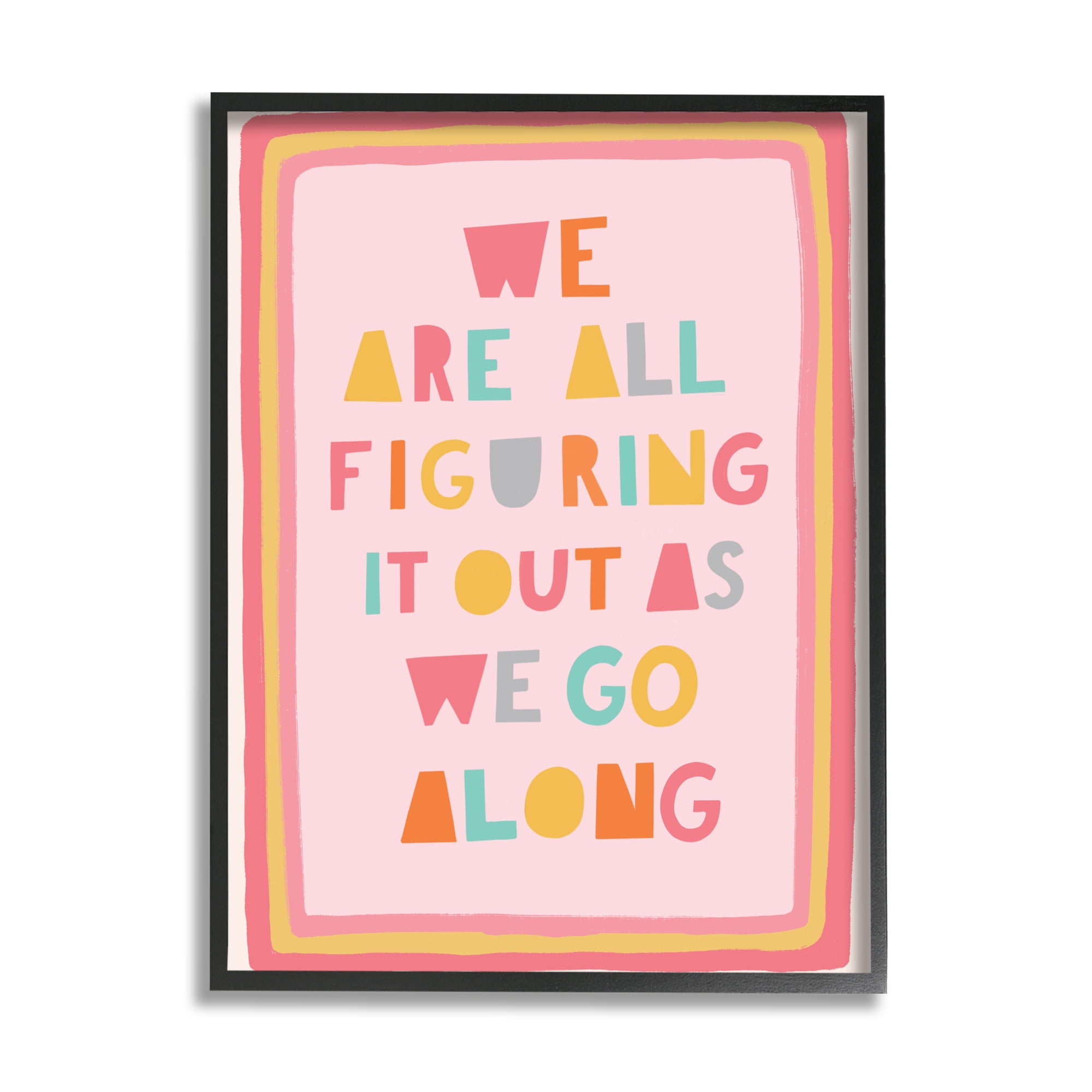Stupell Industries Figuring Out as We Go Phrase Playful Pink Shapes, 11 x 14, Designed by Nancy McKenzie