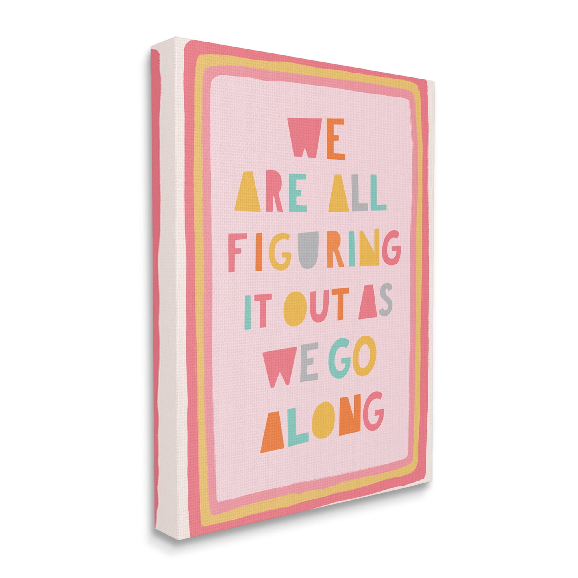 Playful Pink and Multicolor Motivational Quote Canvas Wall Art