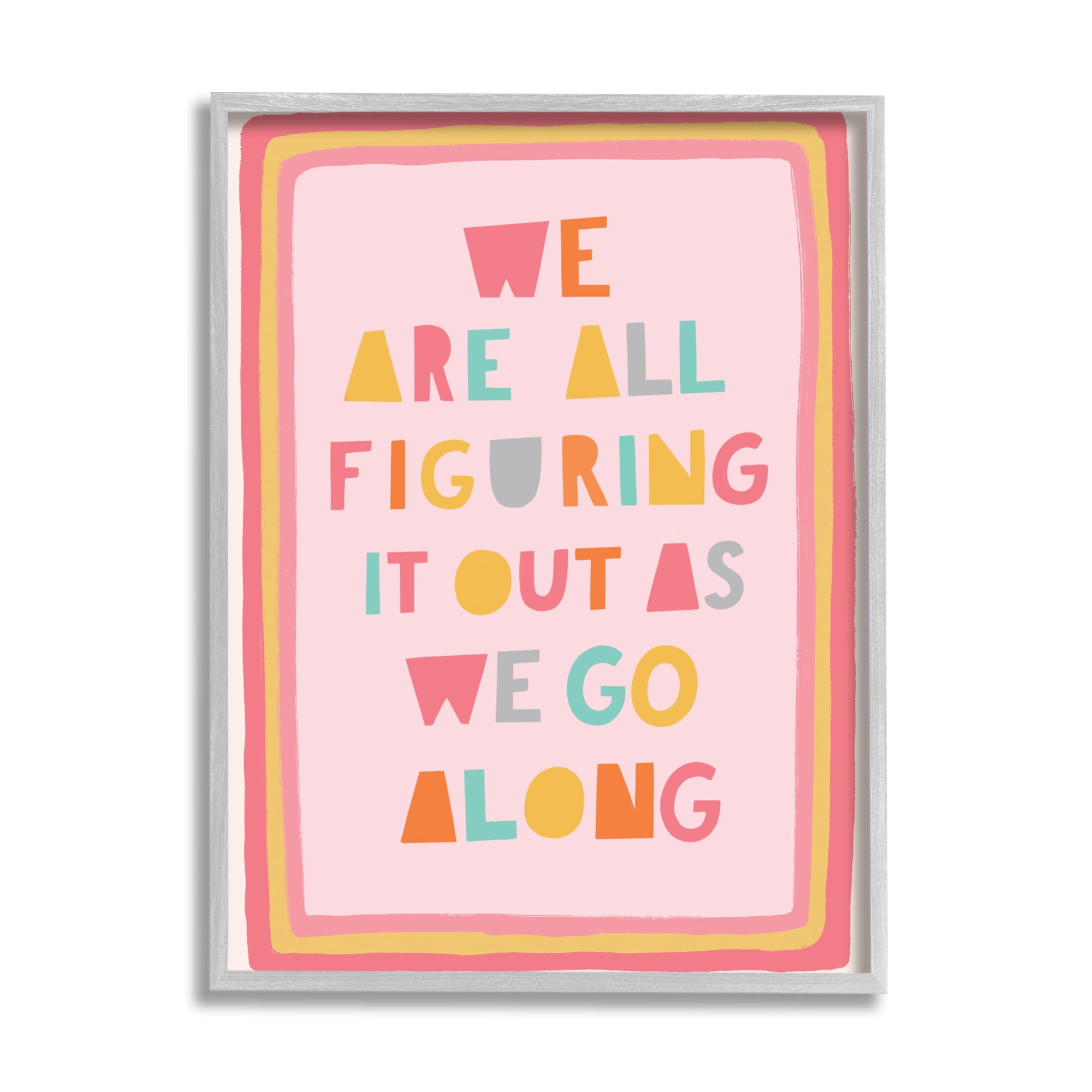 Stupell Industries Figuring Out as We Go Phrase Playful Pink Shapes, 16 x 20, Designed by Nancy McKenzie