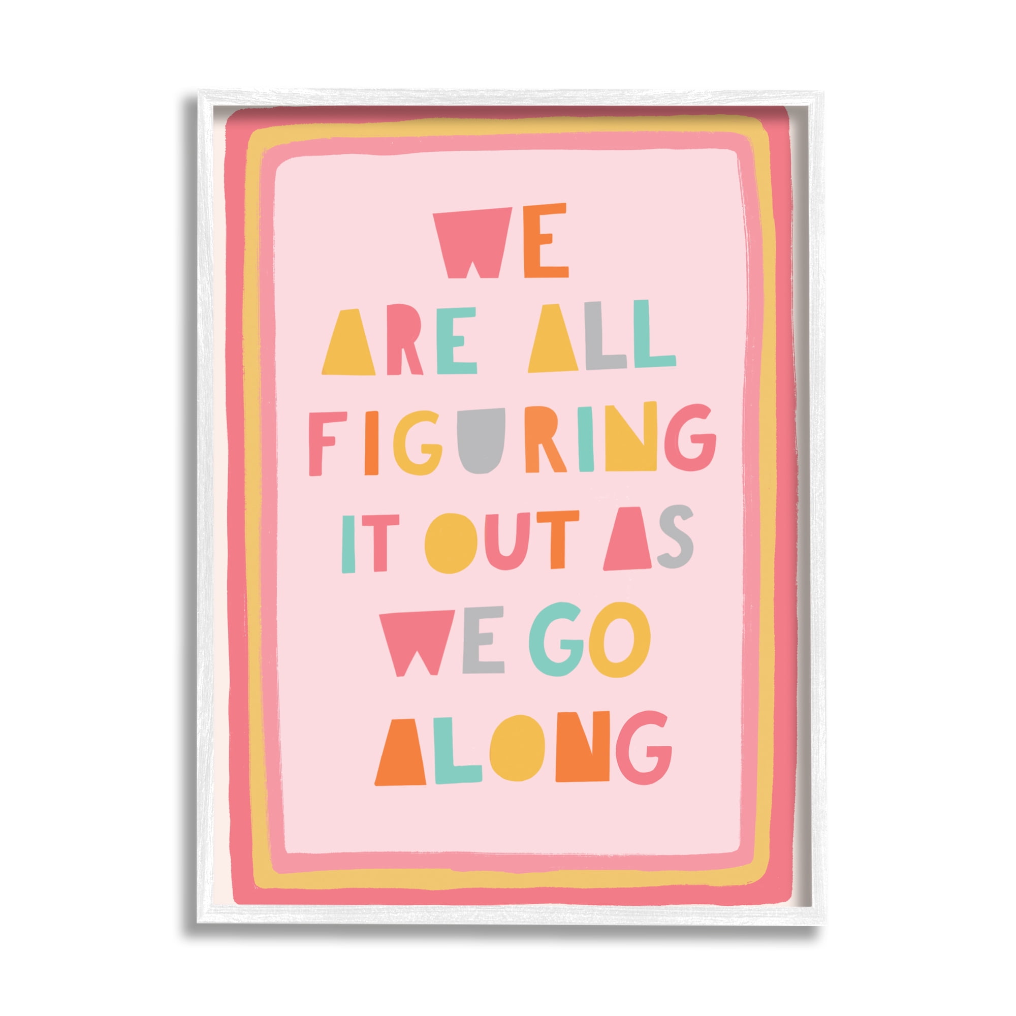 Stupell Industries Figuring Out as We Go Phrase Playful Pink Shapes, 16 x 20, Designed by Nancy McKenzie