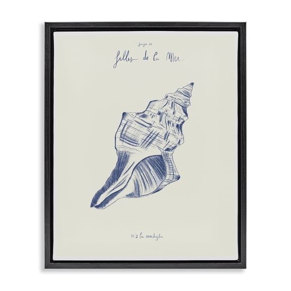 Stupell Industries Filles De La Mer Conch Shell Black Framed Floater Canvas Wall Art design by 1x, 31 x 25