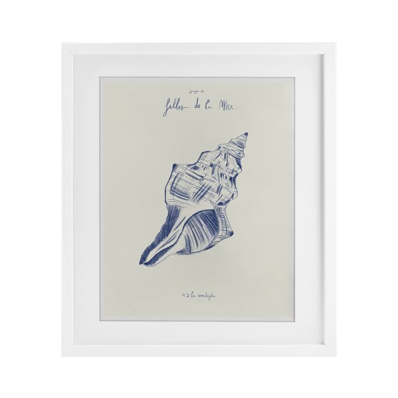 Stupell Industries Filles De La Mer Conch Shell White Framed Print Under Glass design by 1x, 16 x 13