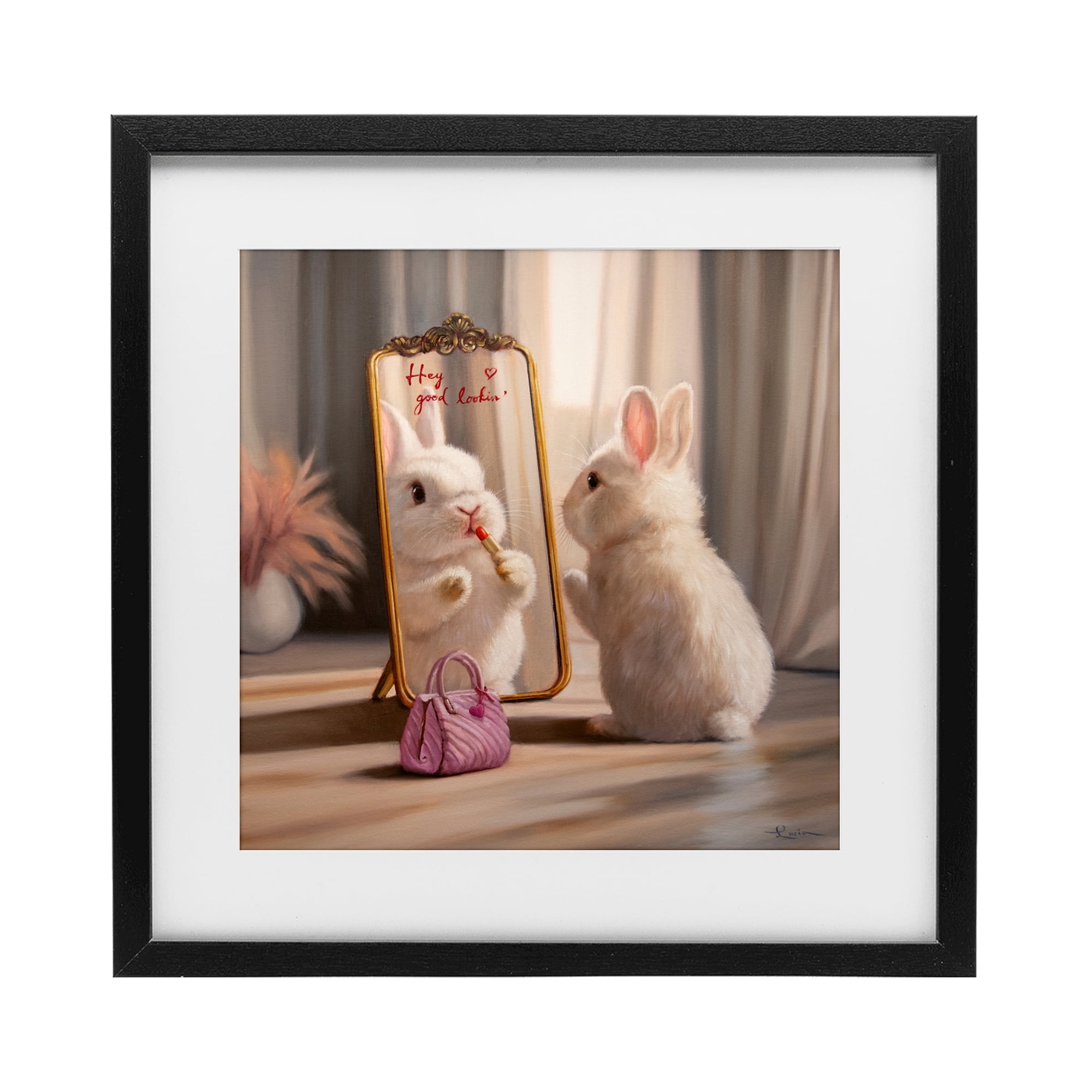 Stupell Industries Final Touch Makeup Bunny Black Framed Print Under Glass, design by Lucia Heffernan