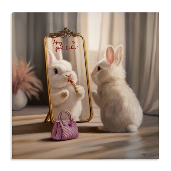 Stupell Industries Contemporary Final Touch Makeup Bunny Canvas Art, 30 x 30, by Lucia Heffernan
