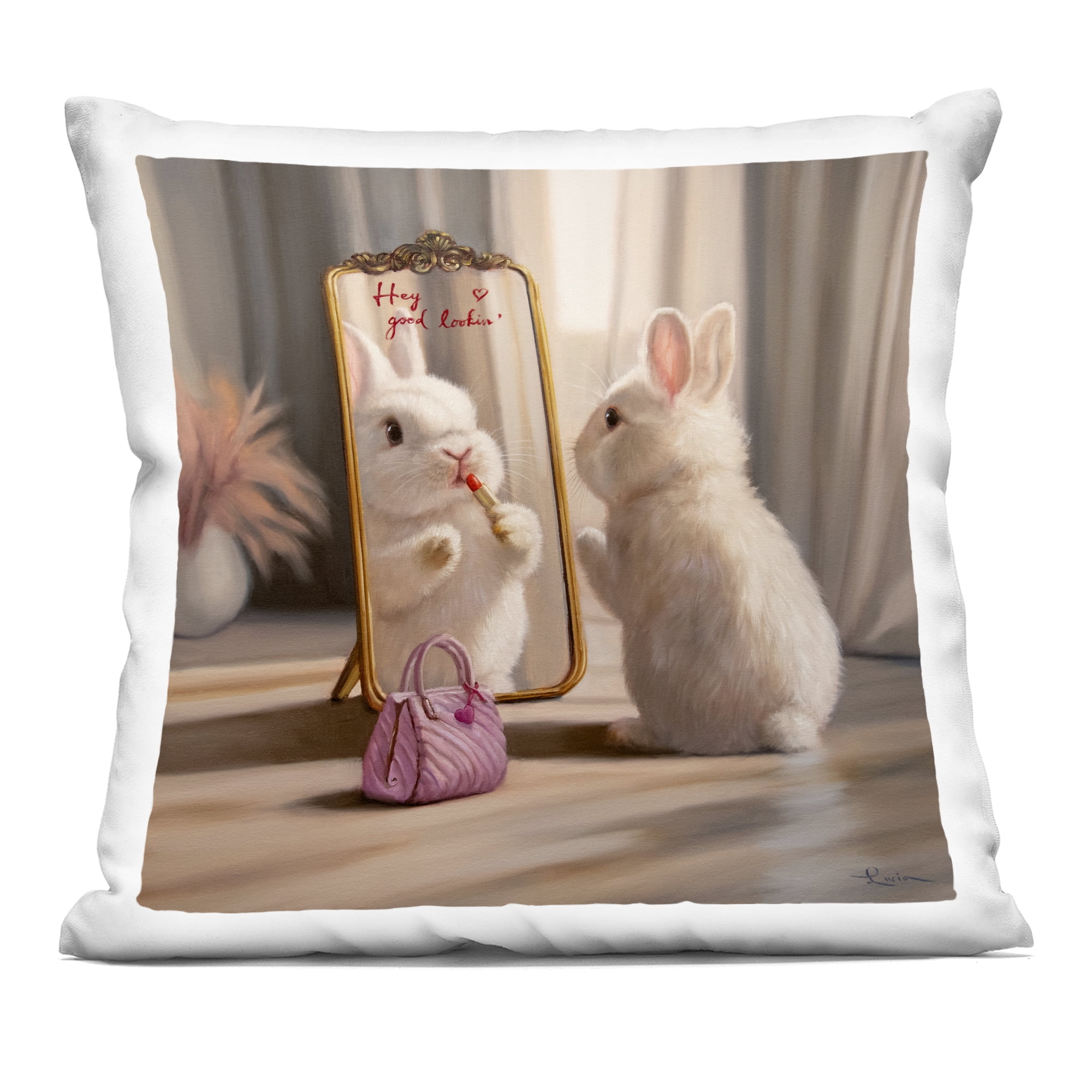 Stupell Industries Final Touch Makeup Bunny Decorative Printed Throw Pillow, design by Lucia Heffernan