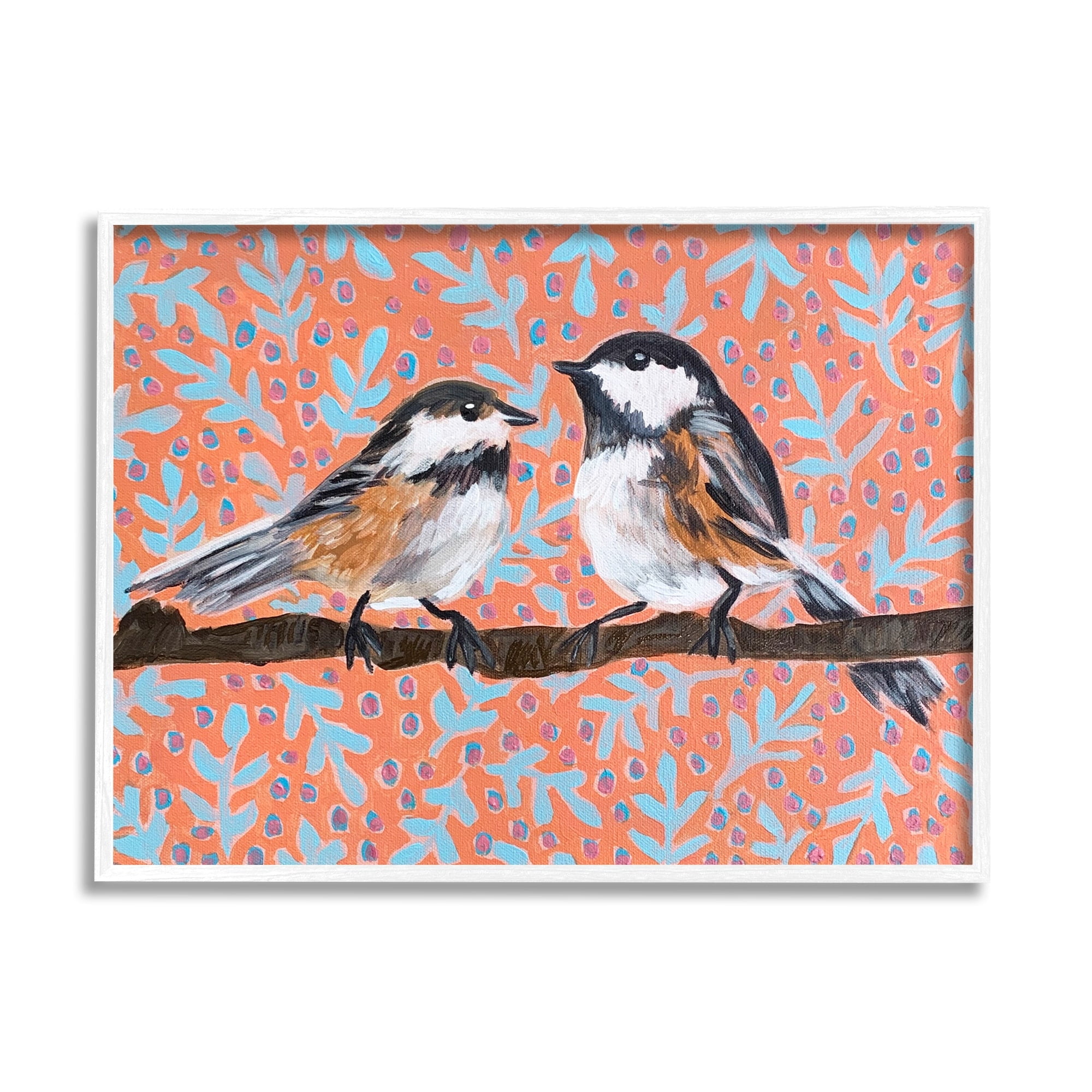 Stupell Industries Finches Standing Tree Branch Retro Botanical Pattern, 14 x 11, Design by Molly Susan Strong