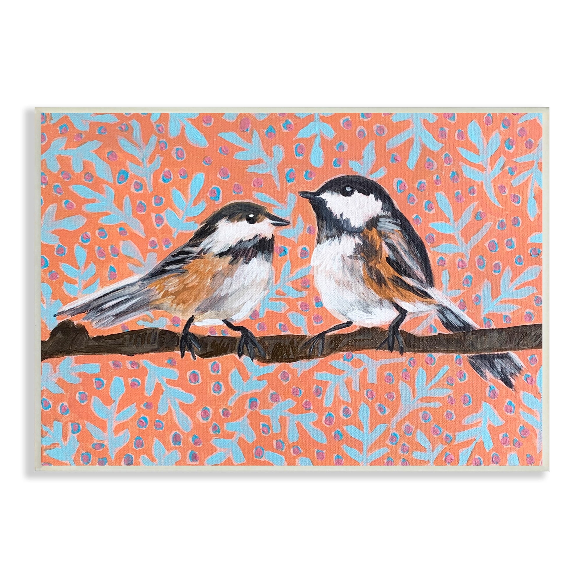 Stupell Industries Finches Standing Tree Branch Retro Botanical Pattern, 15 x 10, Design by Molly Susan Strong