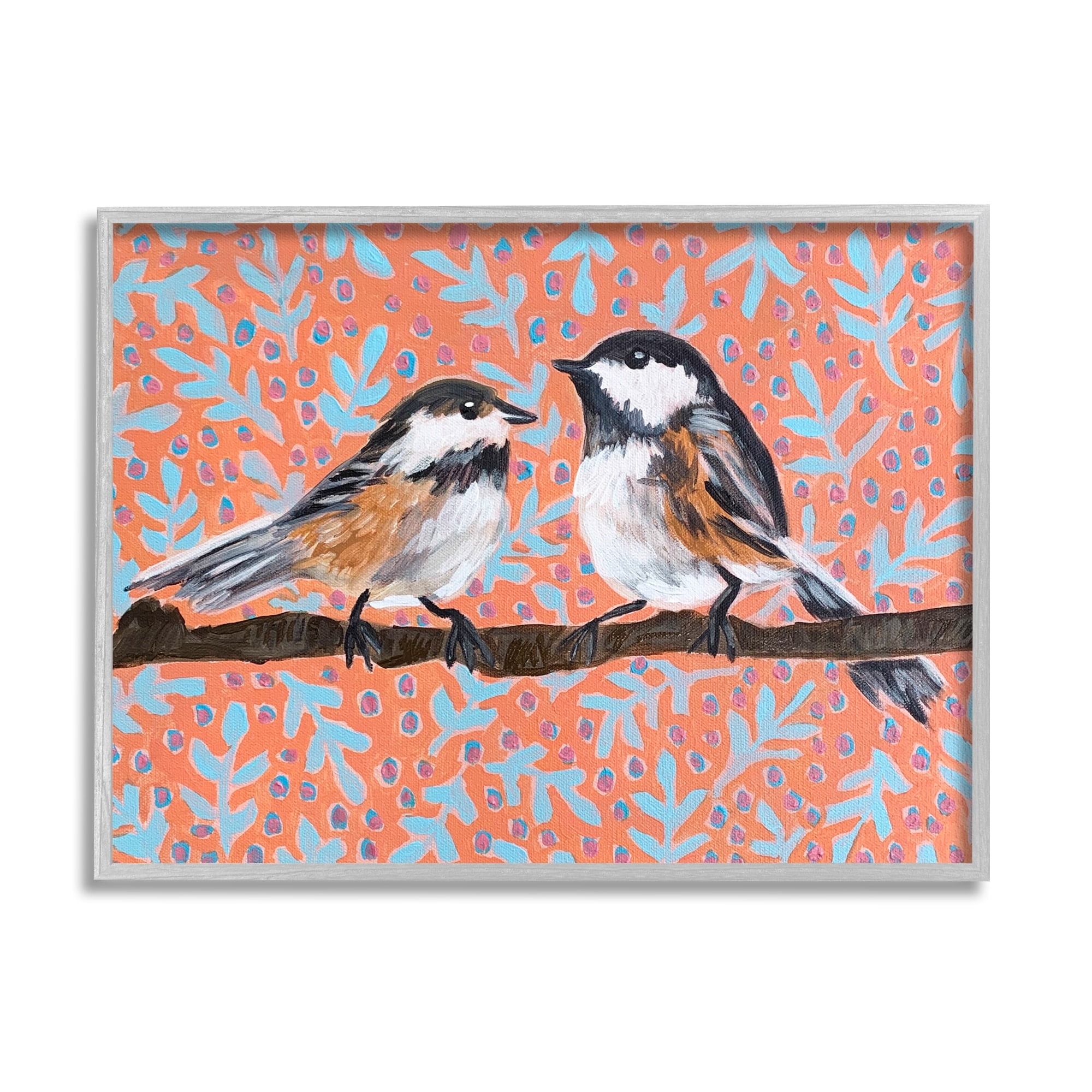 Stupell Industries Finches Standing Tree Branch Retro Botanical Pattern, 30 x 24, Design by Molly Susan Strong