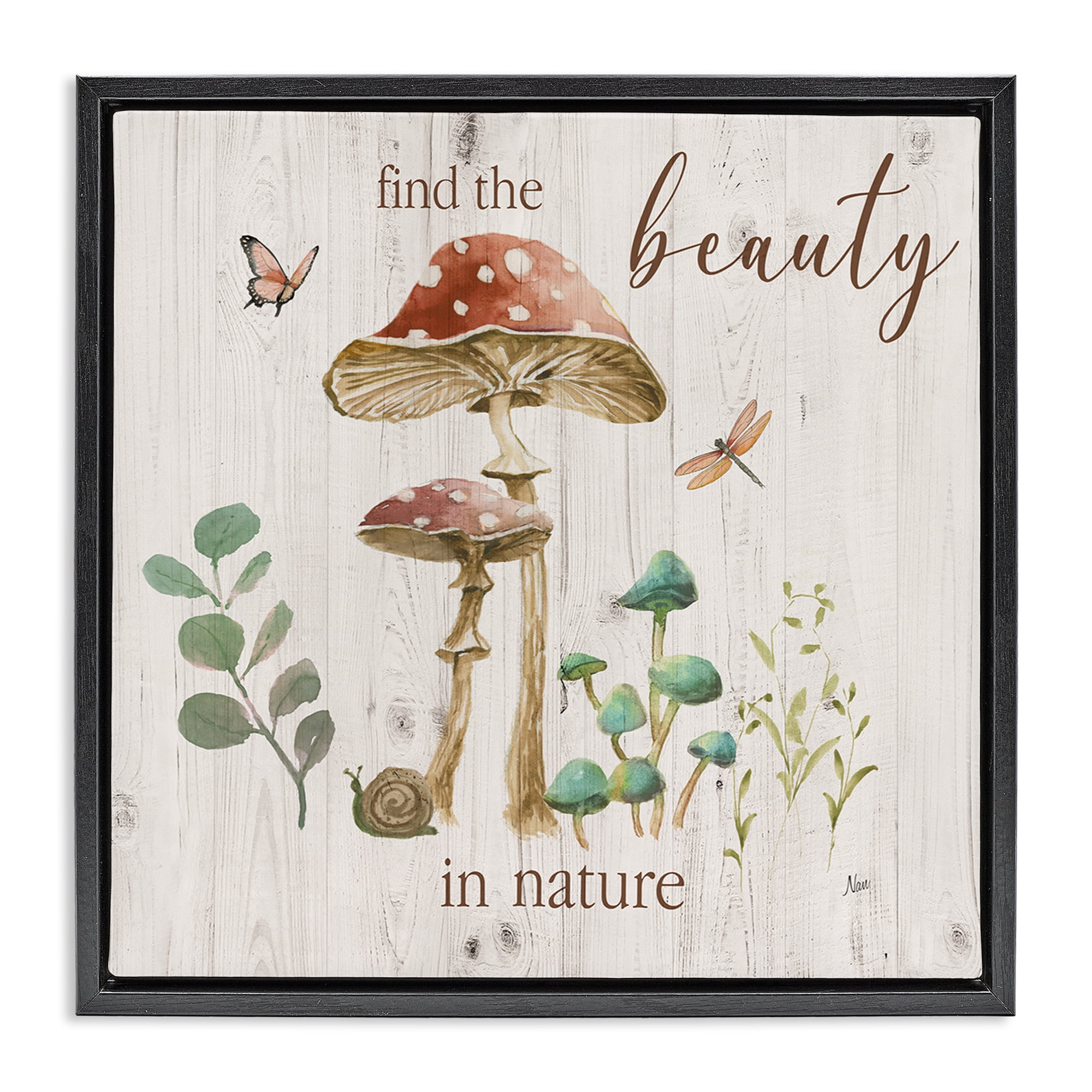 Stupell Industries Find Beauty In Nature Plants & Flowers Painting Black Floater Framed Canvas Art Print Wall Art, 25 x 25