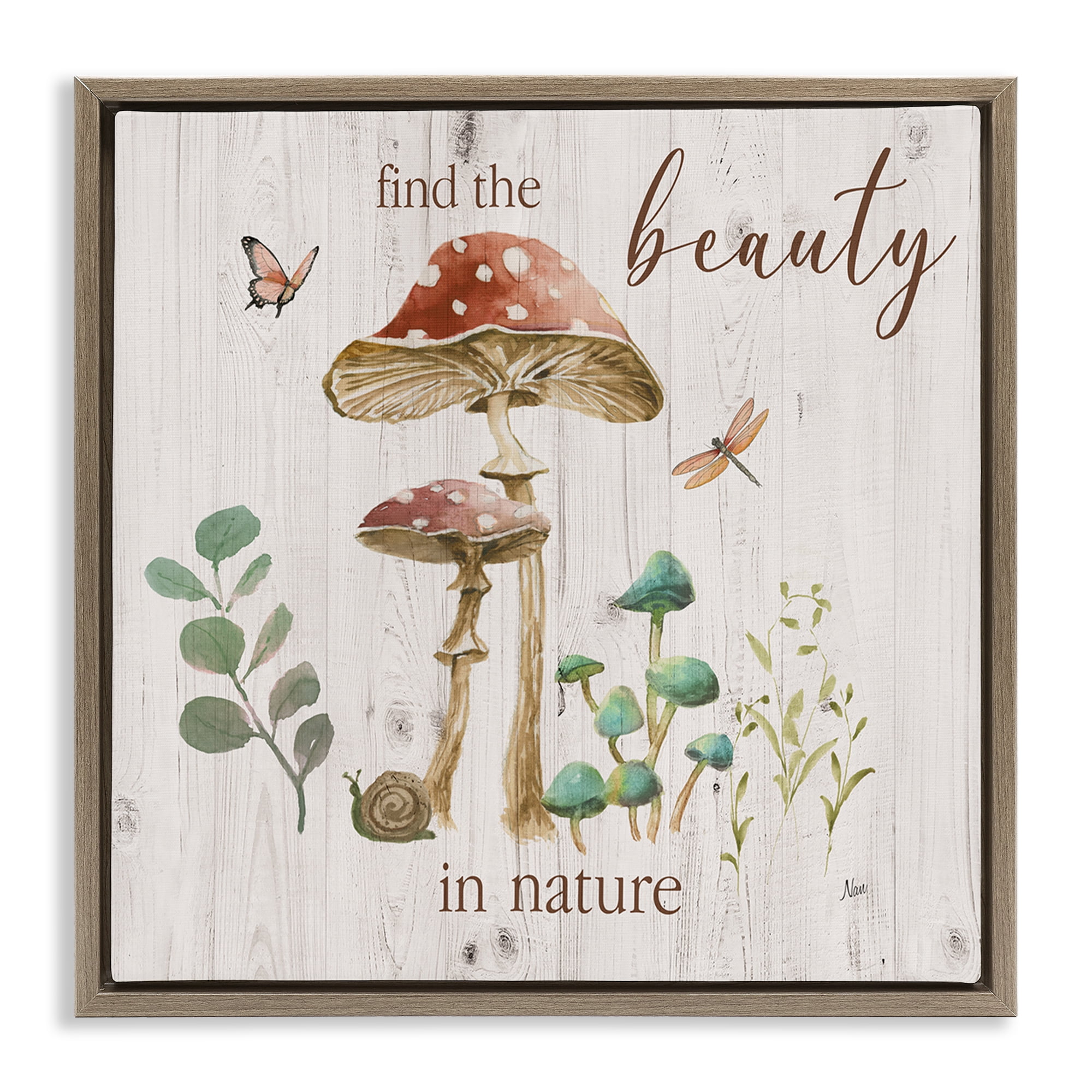 Stupell Industries Find Beauty In Nature Plants & Flowers Painting Brown Floater Framed Canvas Art Print Wall Art, 18 x 18