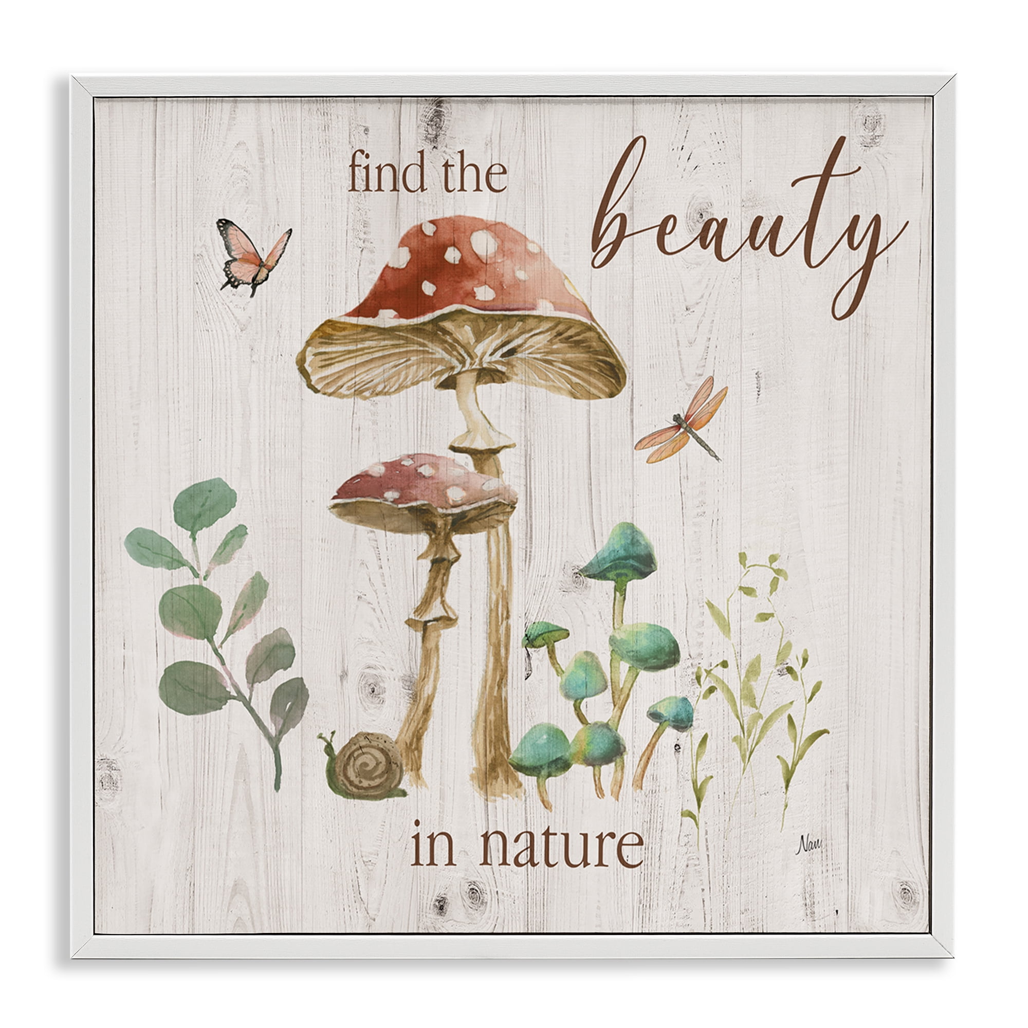 Stupell Industries Find Beauty In Nature Plants & Flowers Painting White Framed Art Print Wall Art, 12 x 12