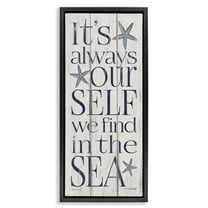 Stupell Industries Find Self In Sea Phrase Inspirational Painting Black Floater Framed Canvas Art Print Wall Art, 11 x 25
