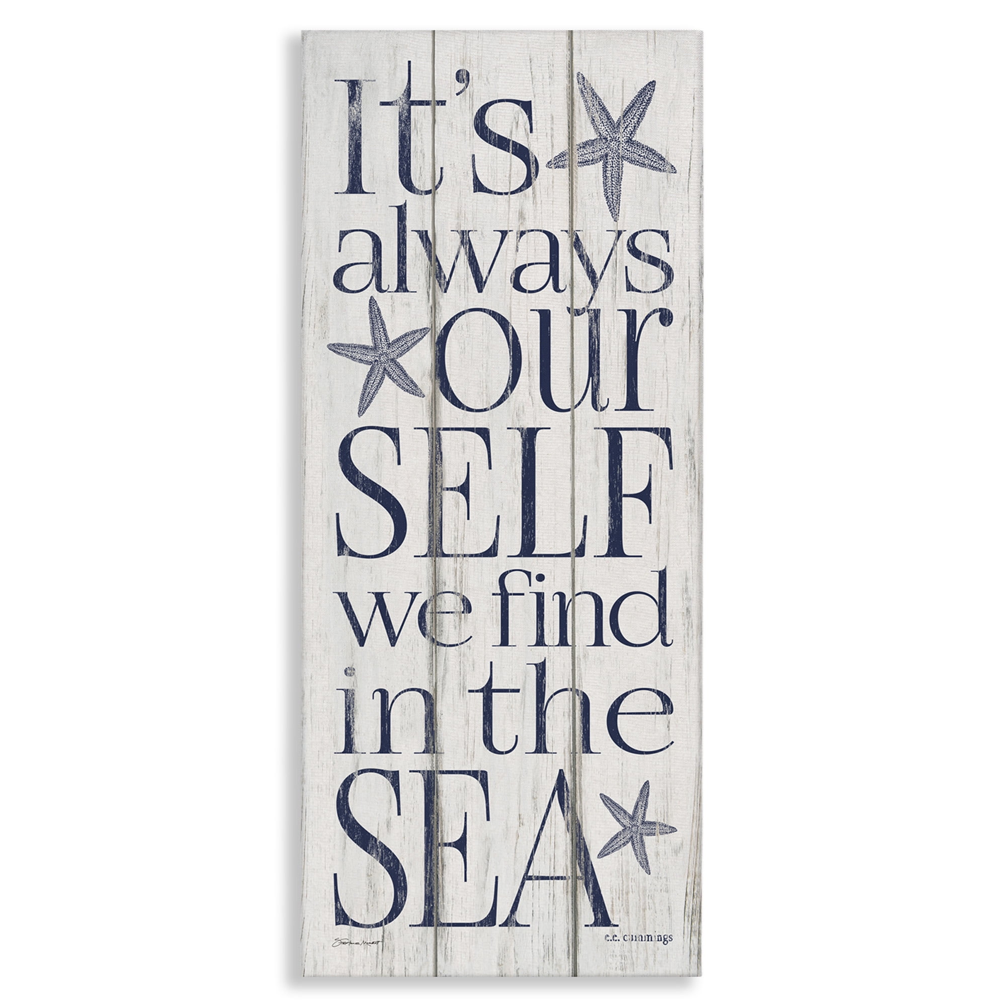 Stupell Industries Find Self In Sea Phrase Inspirational Painting Gallery Wrapped Canvas Art Print Wall Art, 20 x 48