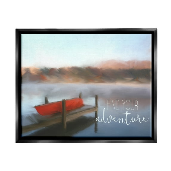 Stupell Industries Find Your Adventure Dock Abstract Painting Black Floater Framed Canvas Art Print Wall Art, 31 x 25