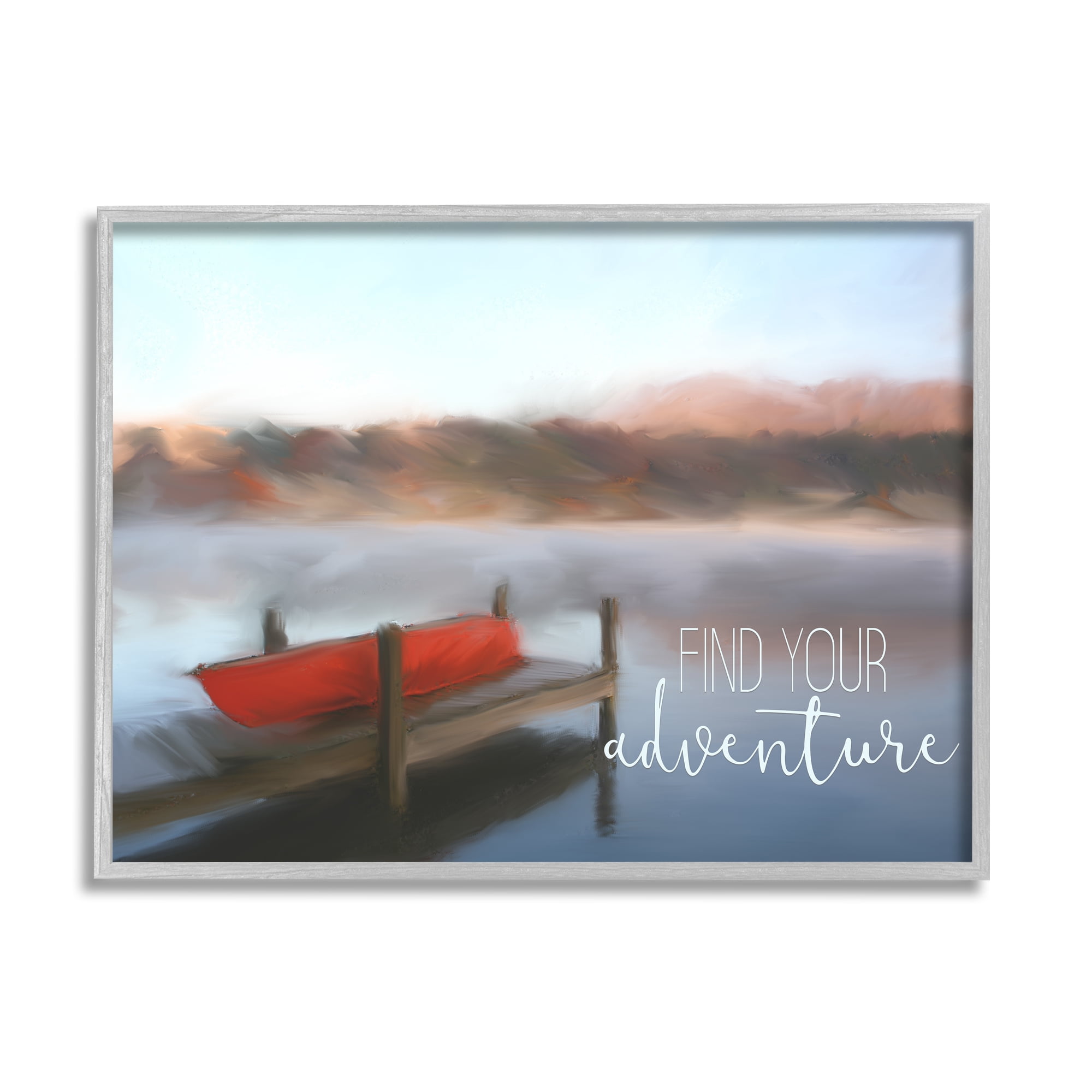 Stupell Industries Find Your Adventure Dock Abstract Painting Gray Framed Art Print Wall Art, 30 x 24