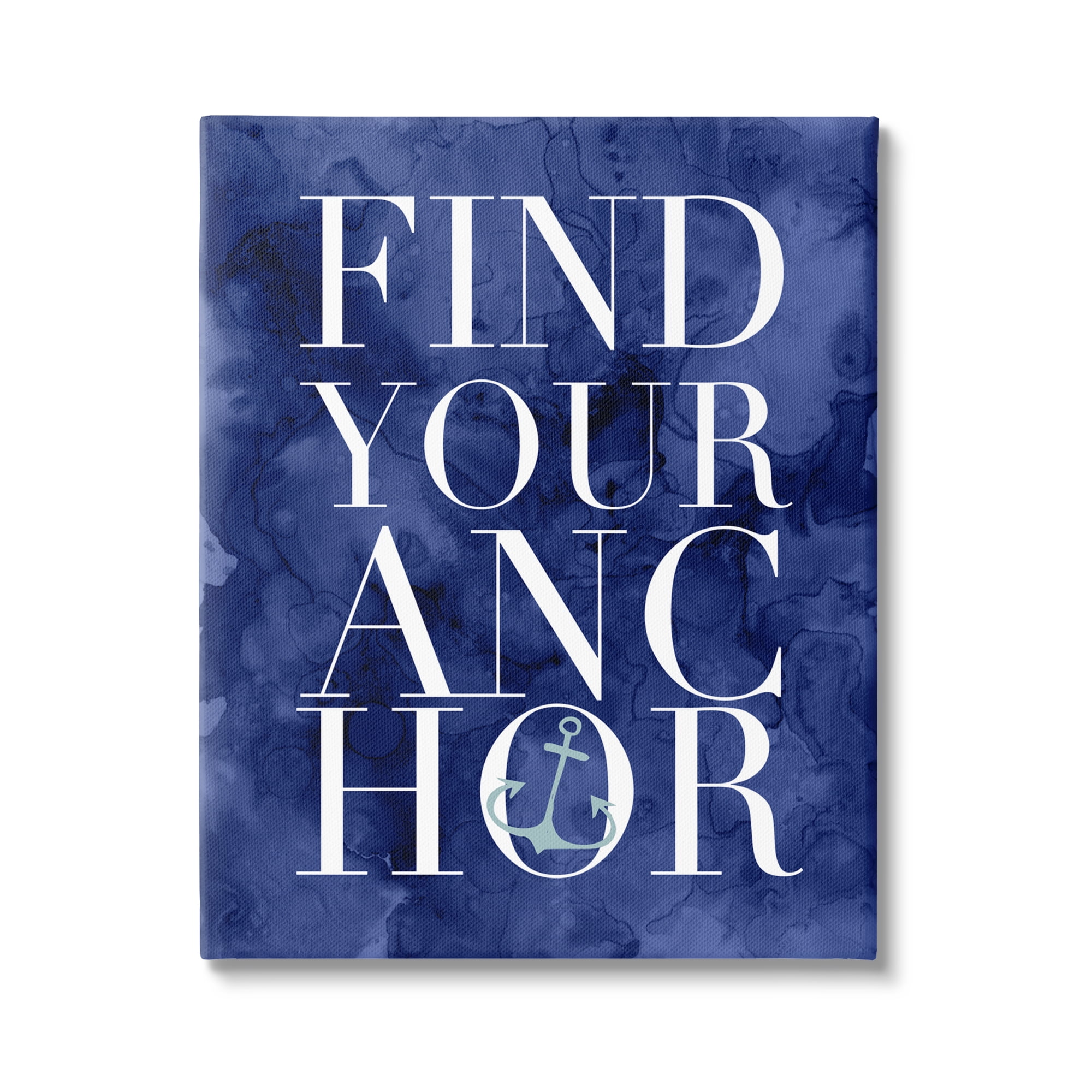 Stupell Industries Find Your Anchor Ocean Theme Anchor Text Graphic Art Gallery Wrapped Canvas Print Wall Art, Design by Daphne Polselli