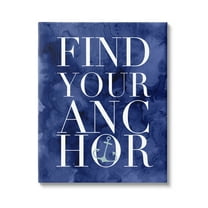 Stupell Industries Find Your Anchor Ocean Theme Anchor Text Graphic Art Gallery Wrapped Canvas Print Wall Art, Design by Daphne Polselli