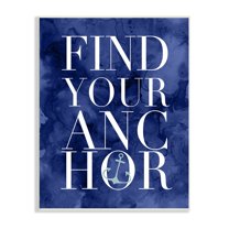 Stupell Industries Find Your Anchor Ocean Theme Anchor Text Graphic Art Unframed Art Print Wall Art, Design by Daphne Polselli