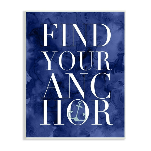 Stupell Industries Find Your Anchor Ocean Theme Anchor Text Graphic Art Unframed Art Print Wall Art, Design by Daphne Polselli