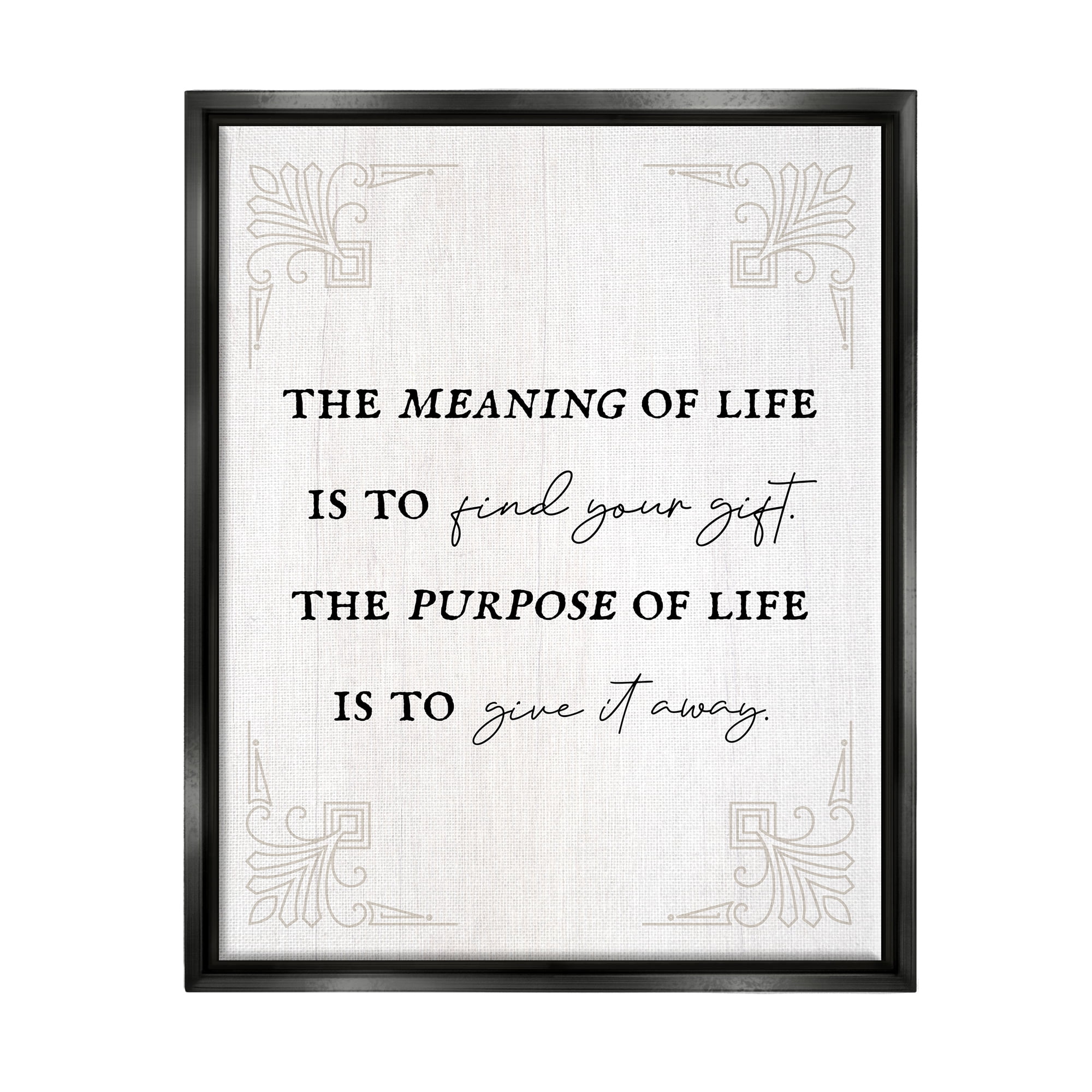 Stupell Industries Find Your Gift Phrase Inspirational Painting Black Floater Framed Canvas Art Print Wall Art, 25 x 31
