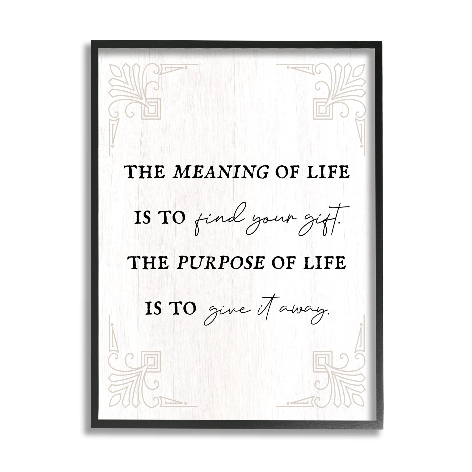 Stupell Industries Find Your Gift Phrase Inspirational Painting Black Framed Art Print Wall Art, 24 x 30