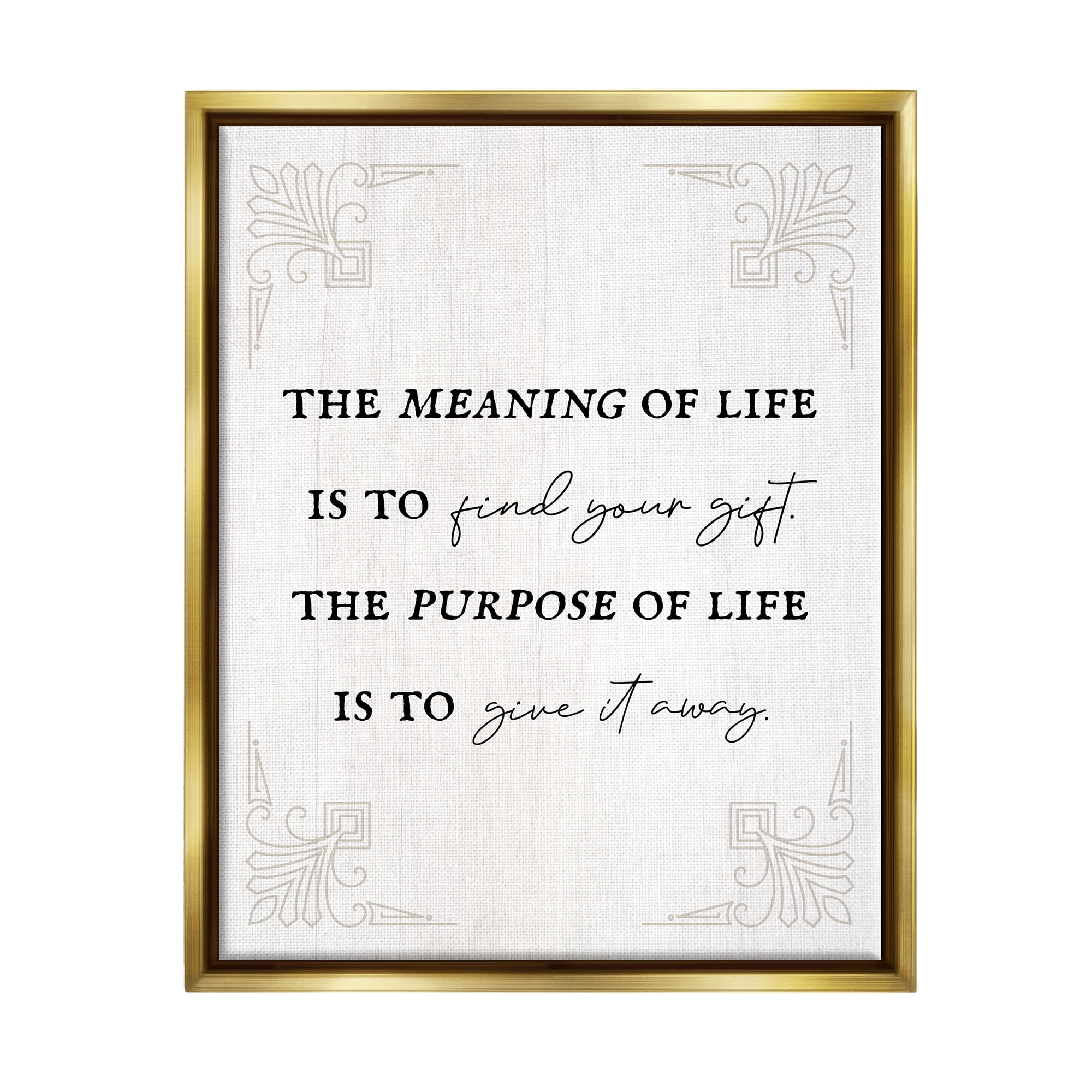 Stupell Industries Find Your Gift Phrase Inspirational Painting Gold Floater Framed Canvas Art Print Wall Art, 25 x 31