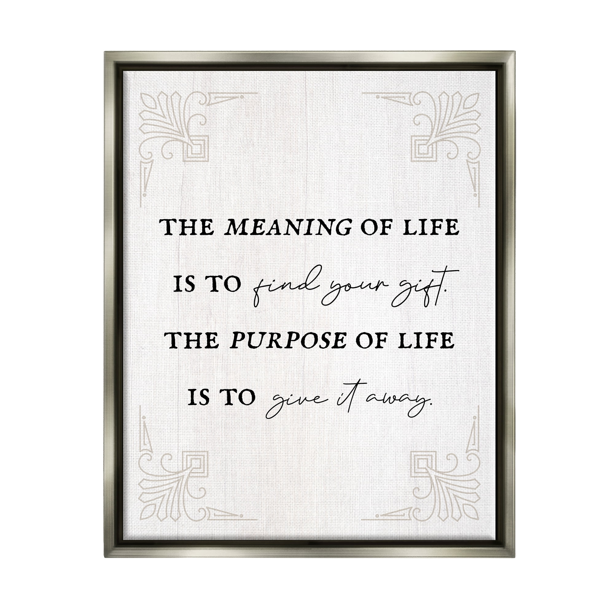 Stupell Industries Find Your Gift Phrase Inspirational Painting Gray Floater Framed Canvas Art Print Wall Art, 25 x 31