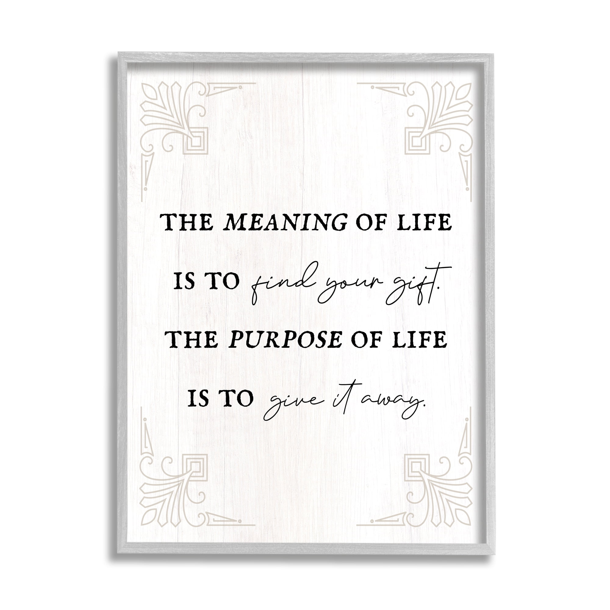 Stupell Industries Find Your Gift Phrase Inspirational Painting Gray Framed Art Print Wall Art, 11 x 14