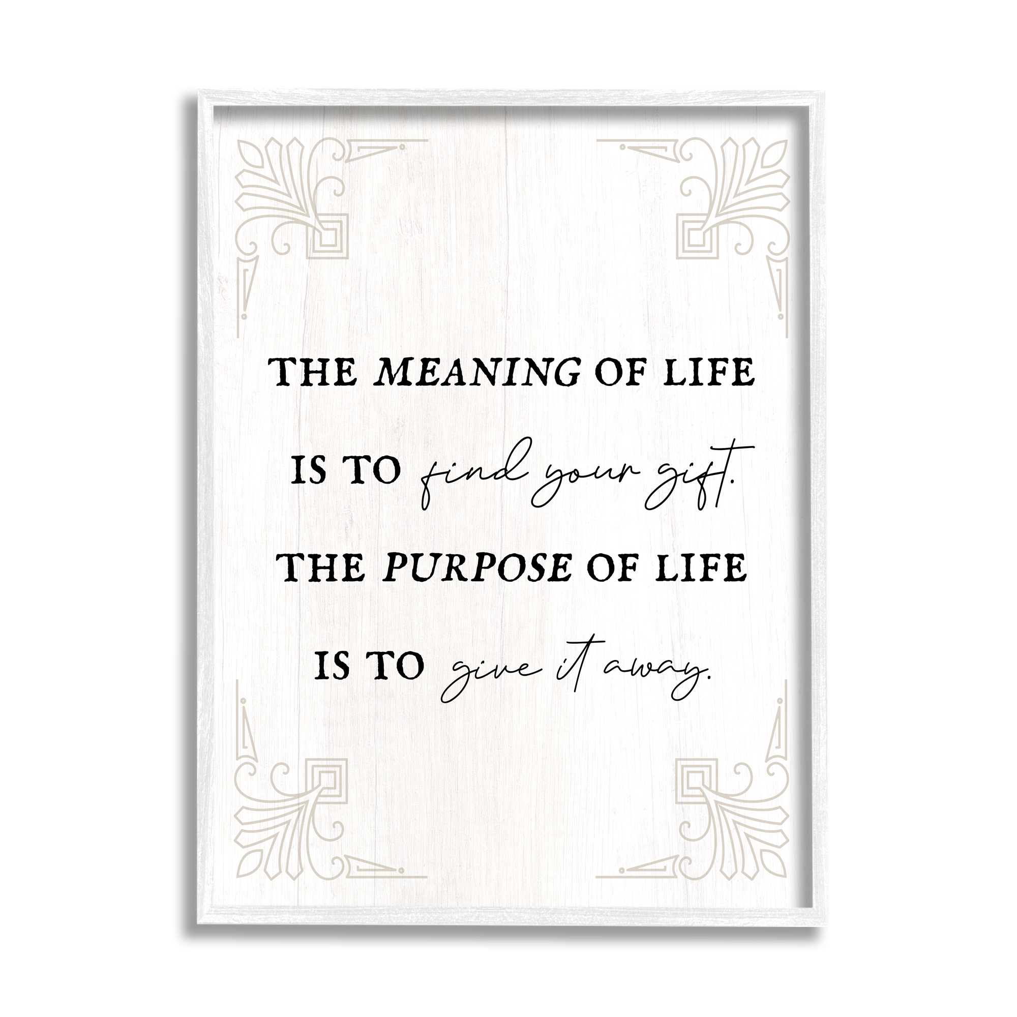 Stupell Industries Find Your Gift Phrase Inspirational Painting White Framed Art Print Wall Art, 16 x 20