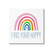 Stupell Industries Find Your Happy Uplifting Rainbow Simple Stripes Graphic Art Gallery Wrapped Canvas Print Wall Art, Design by Ilene Segal
