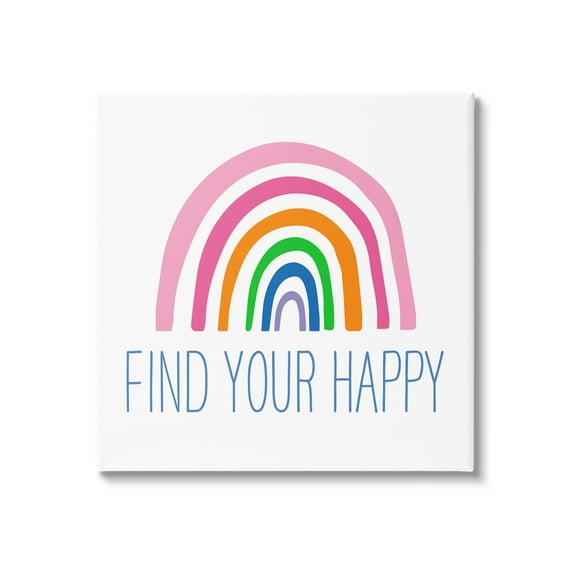 Stupell Industries Find Your Happy Uplifting Rainbow Simple Stripes Graphic Art Gallery Wrapped Canvas Print Wall Art, Design by Ilene Segal