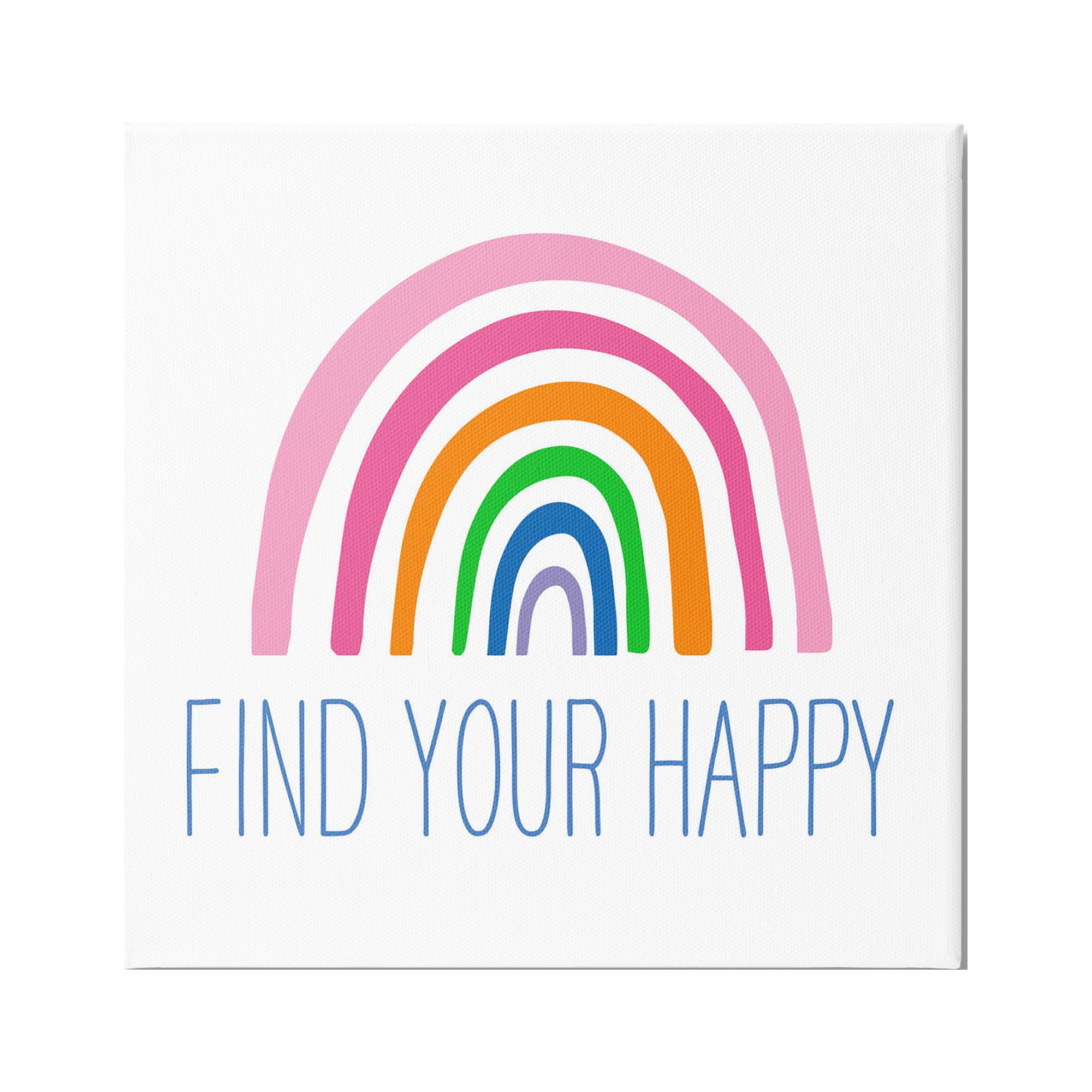 Stupell Industries Find Your Happy Uplifting Rainbow Simple Stripes Graphic Art Gallery Wrapped Canvas Print Wall Art, Design by Ilene Segal