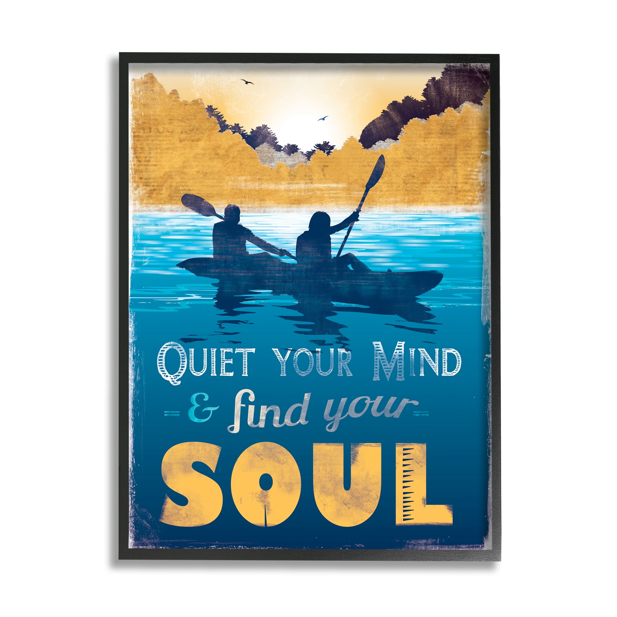 Stupell Industries Find Your Soul Scene Inspirational Painting Black Framed Art Print Wall Art, 24 x 30