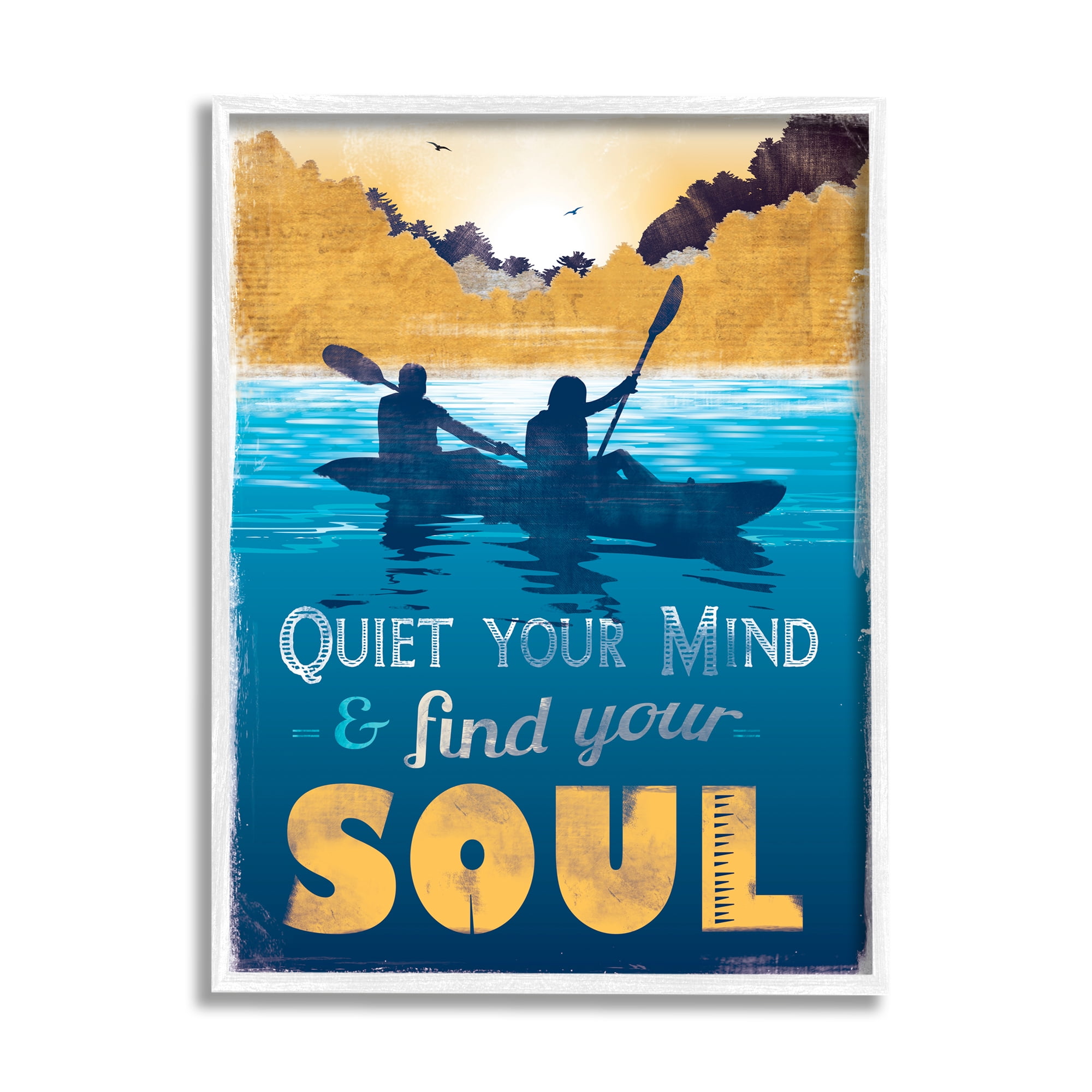 Stupell Industries Find Your Soul Scene Inspirational Painting White Framed Art Print Wall Art, 16 x 20