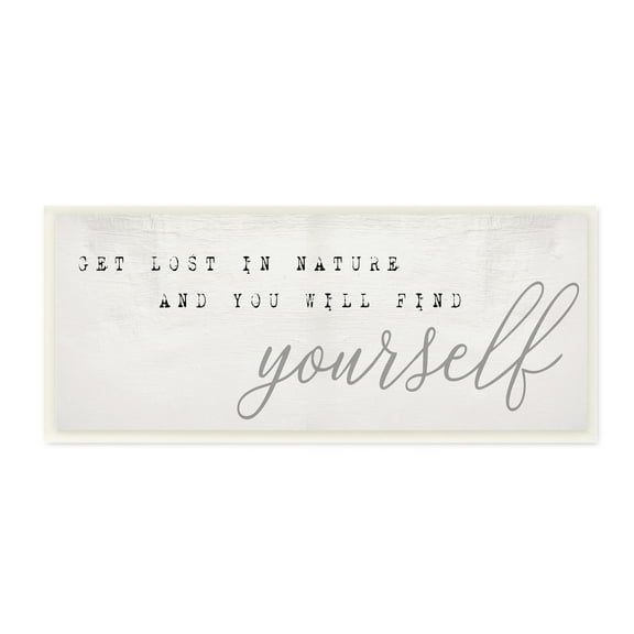 Stupell Industries Find Yourself In Nature Phrase Vintage Typewriter Typography Inspirational Painting Unframed Art Print Wall Art, 7 x 17