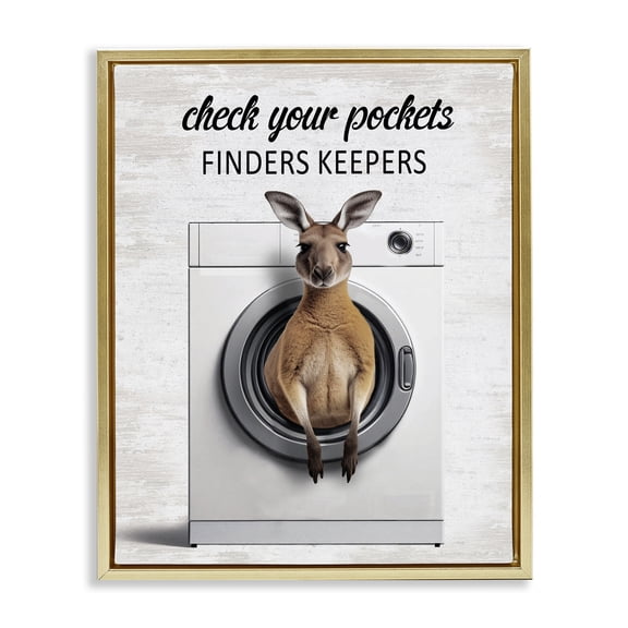 Stupell Industries Finders Keepers Laundry Rule Quotes and Sayings Painting Gold Floater Framed Canvas Art Print Wall Art, 17 x 21