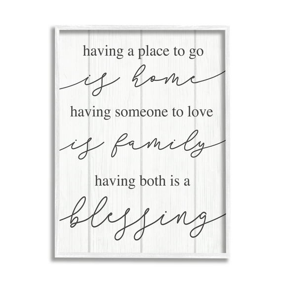 Stupell Industries Finding Home and Family Motivational Blessing Quote Graphic Art White Framed Art Print Wall Art, 24x30, by Daphne Polselli