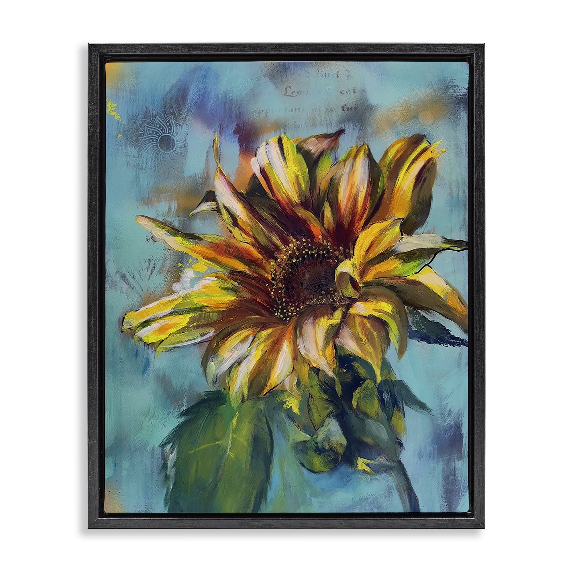 Stupell Industries Finding Spring Sunflower Plants & Flowers Painting Black Floater Framed Canvas Art Print Wall Art, 17 x 21