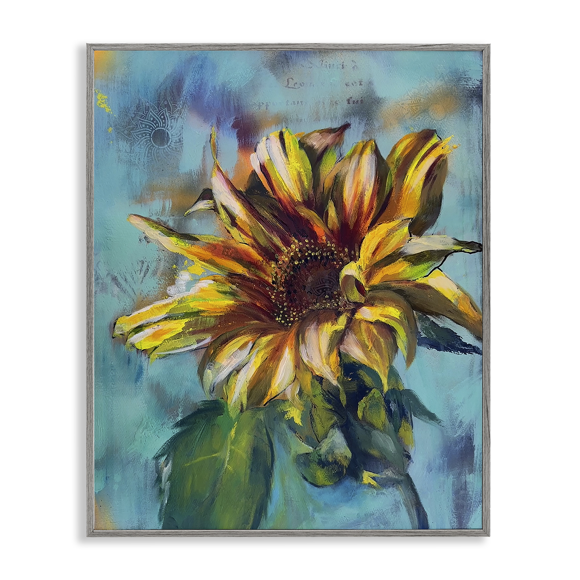 Stupell Industries Finding Spring Sunflower Plants & Flowers Painting Gray Framed Art Print Wall Art, 24 x 30