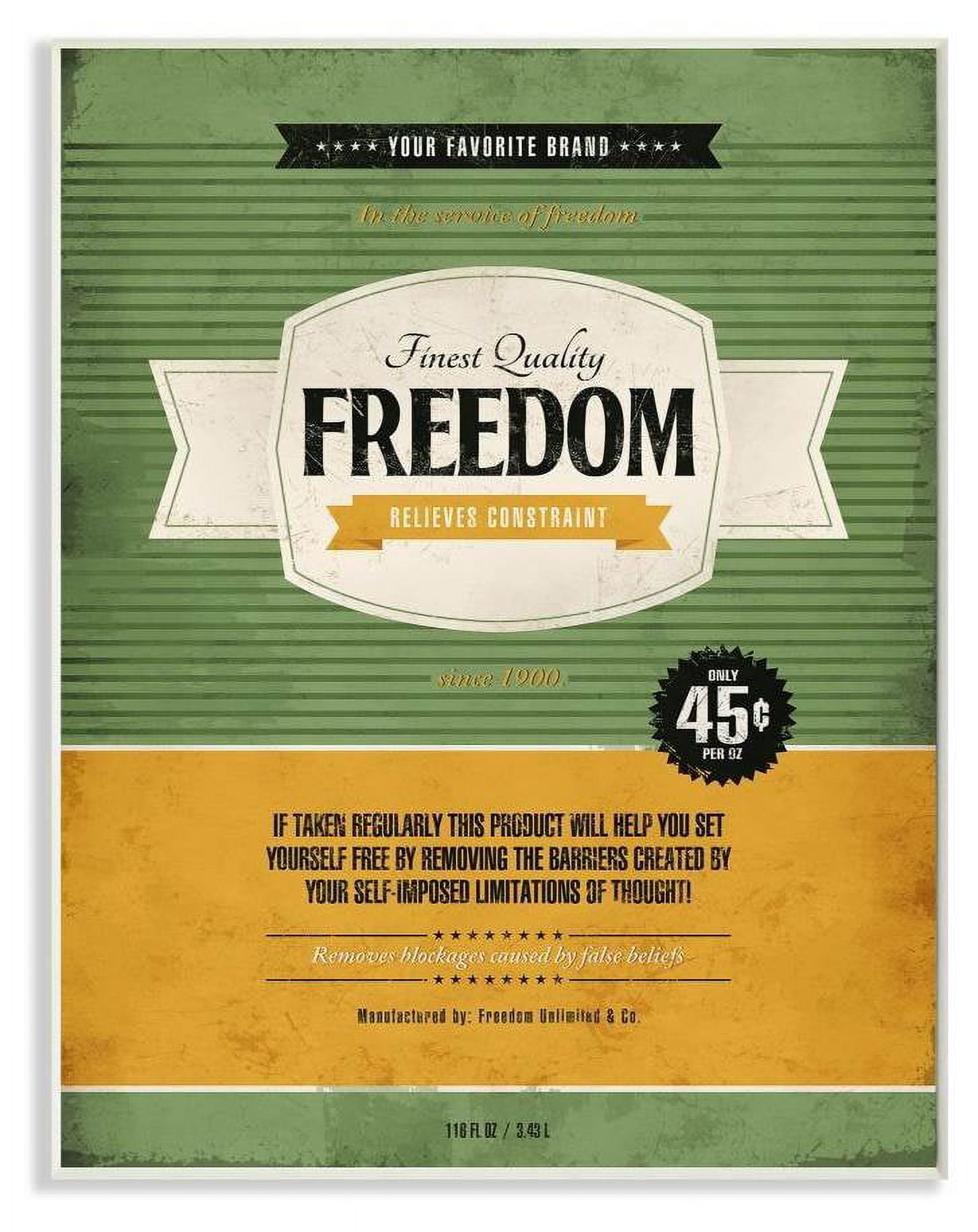 Stupell Industries Finest Quality Freedom Inspirational Vintage Comic Book Design Wall Plaque by Ester Kay