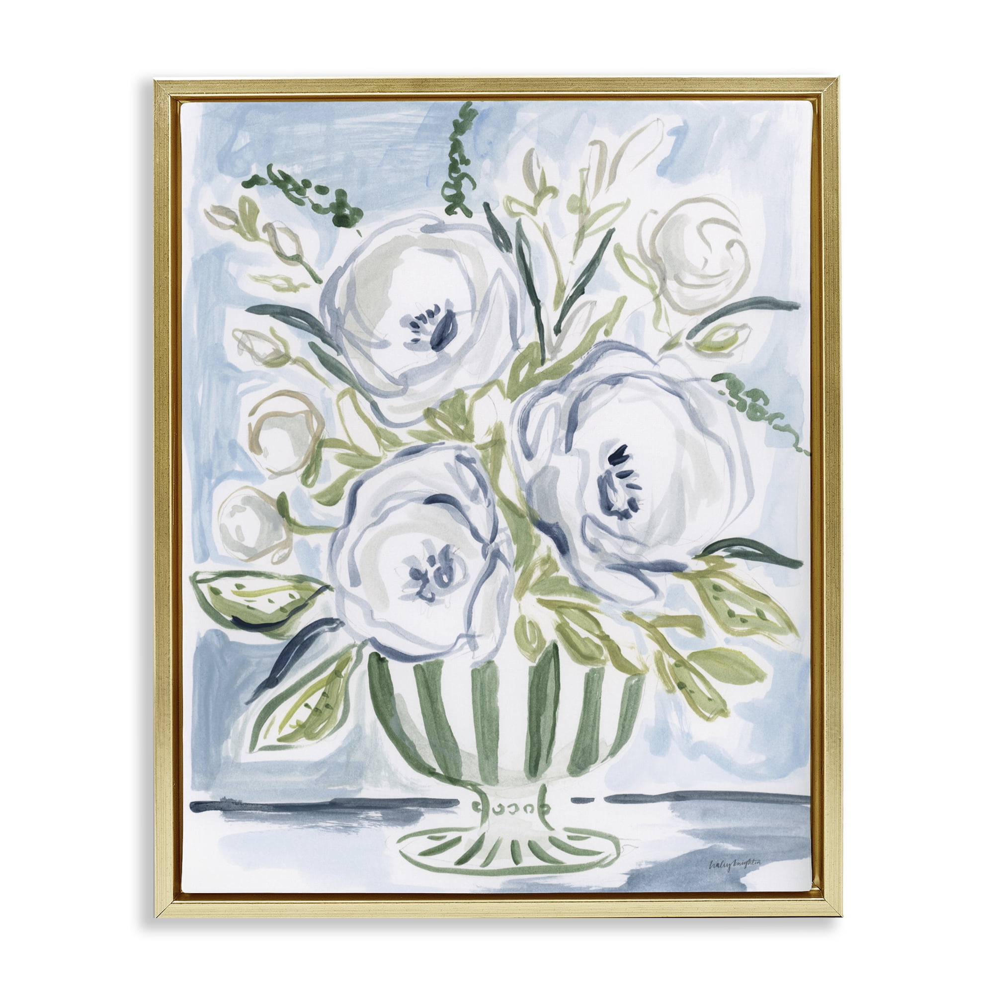 Stupell Industries Fiona Pastel Floral Bouquet Gold Framed Floater Canvas Wall Art, design by Haley Knighten