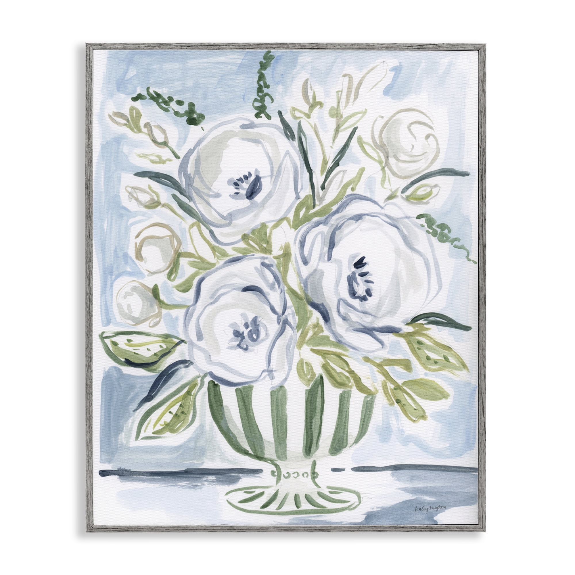 Stupell Industries Fiona Pastel Floral Bouquet Gray Framed Giclee Art, design by Haley Knighten